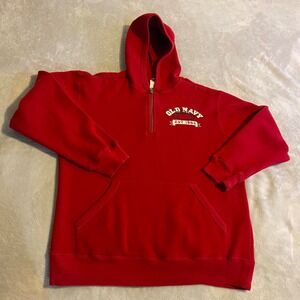 Vintage Old Navy Red Quarter Zip Hoodie Sweatshirt Football Size 16 Womens 90s